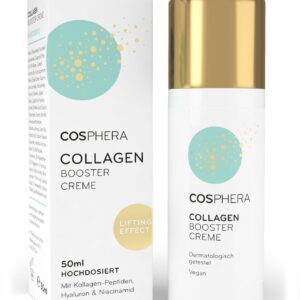 Cosphera Collagen Booster Creme 50 ml Vegan - mit Hyaluronsäure,Anti Faltencreme