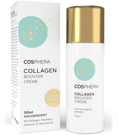 Cosphera Collagen Booster Creme 50 ml Vegan - mit Hyaluronsäure,Anti Faltencreme
